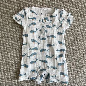 Angel Dear Cotton Gauze Muslin Romper Whales